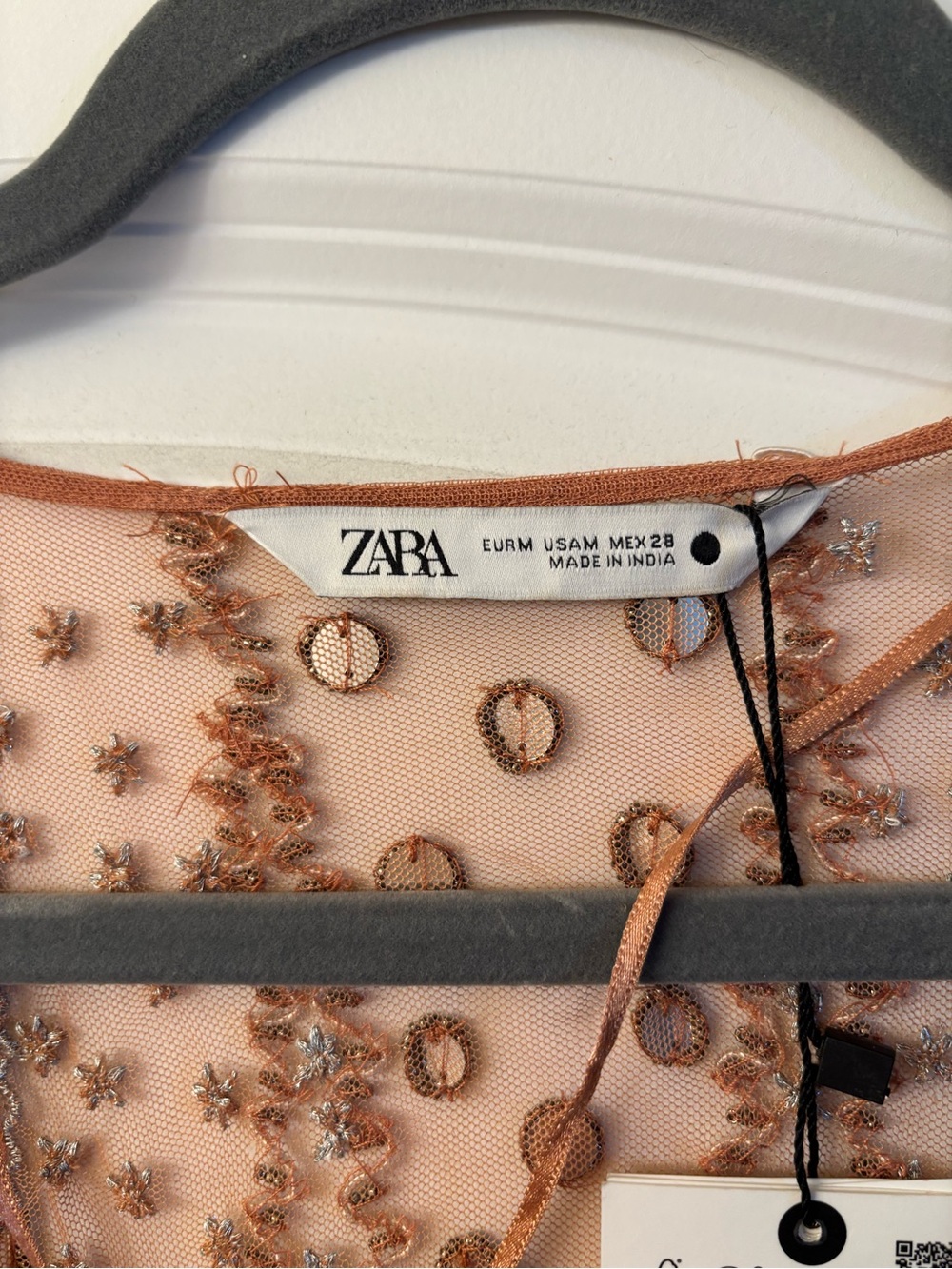 Zara Sheet Embellished Dessert Rose Duster / Vest Maxi NWT Medium - Picture 5 of 9